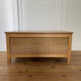 Banc coffre en rotin années 1960