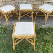 4 tabourets vintage bambou et rotin – années 60/70