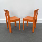 Set of 2 vintage Allibert chairs in orange plastic, France 1970s
