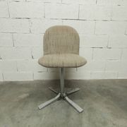 Chaise pivotante chrome et tissu chiné propre et solide 1970