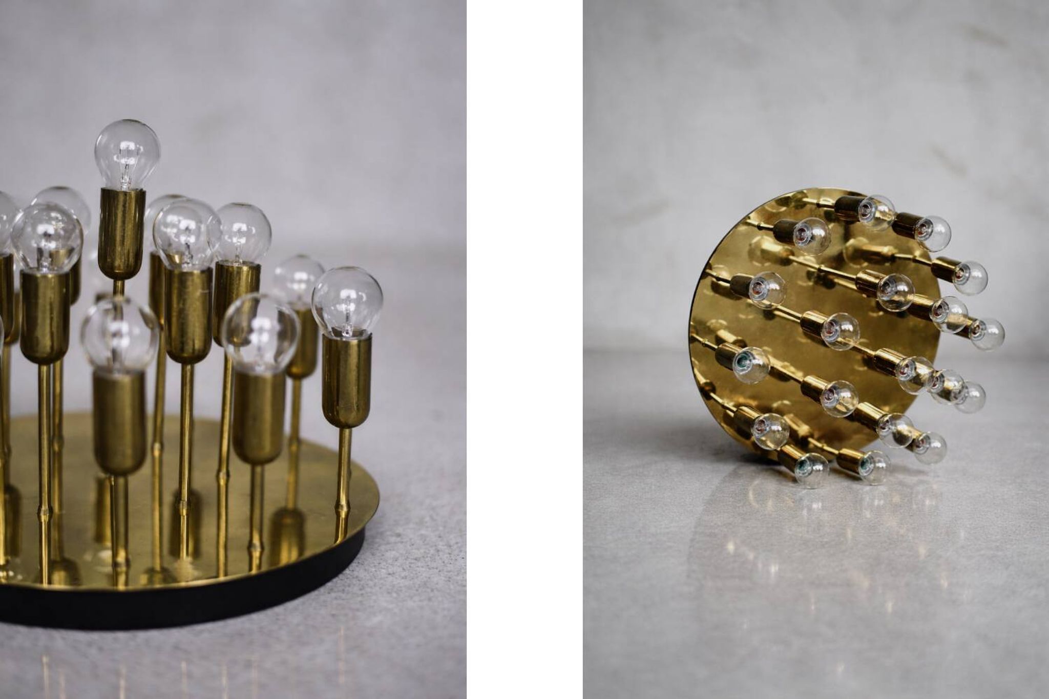 Vintage Atomic Mid-Century German Modern Brass Ceiling Lamp or Wall Sconce