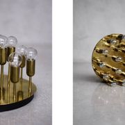 Vintage Atomic Mid-Century German Modern Brass Ceiling Lamp or Wall Sconce