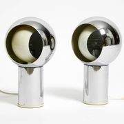 Pair of large Mid Century Space Age chrome table lamps - Made in Italy