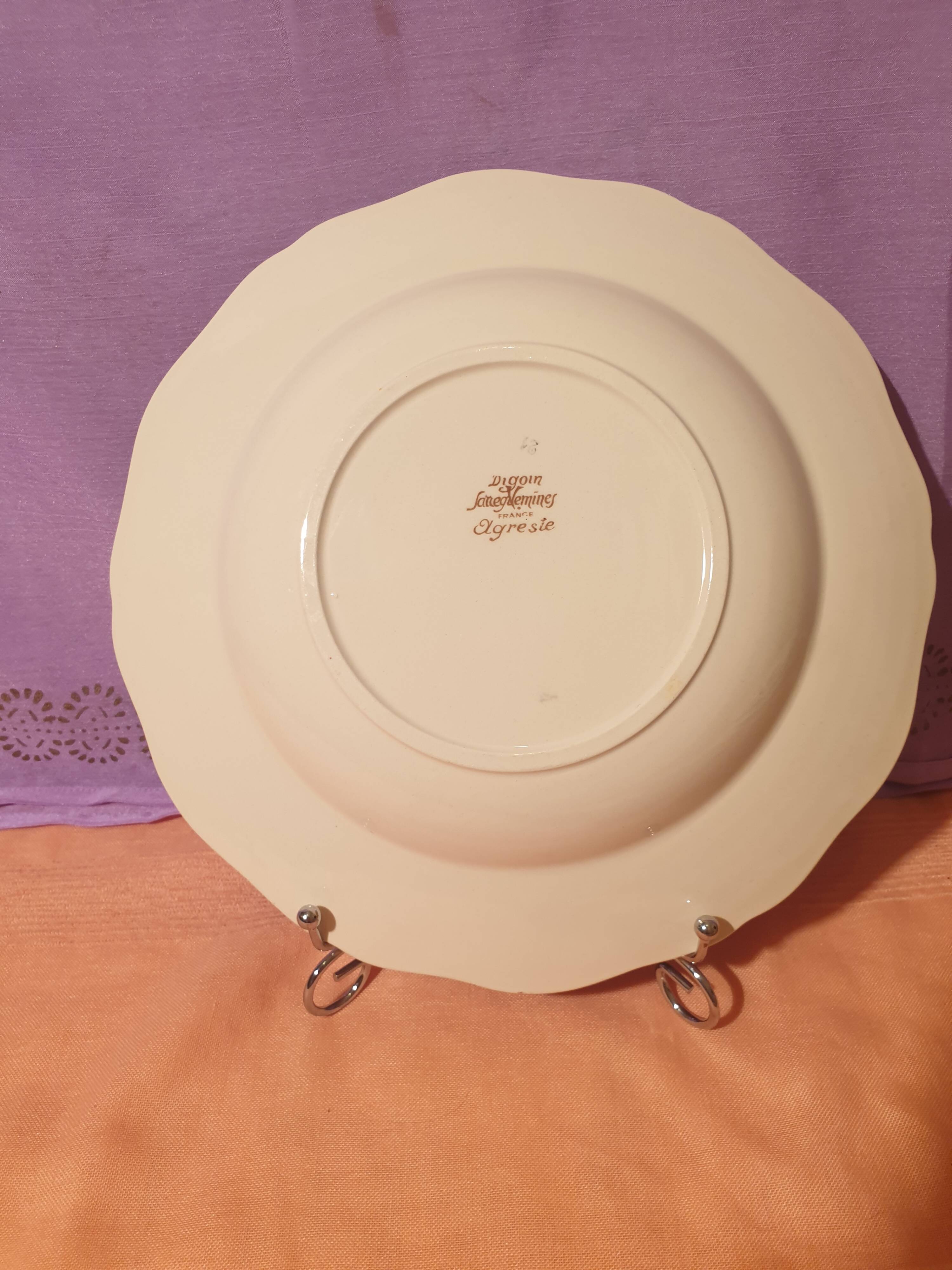 3 flat plates 3 soup plates Agreste Digoin Sarreguemines