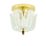 Mid-Century Modern Floral Glass & Brass Ceiling Light from Limburg, 1970s