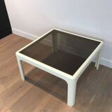 Pair of large white lacquered fiberglass side tables. Poschinger