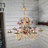 Wrought iron chandelier in Florentine style from the 1970s.