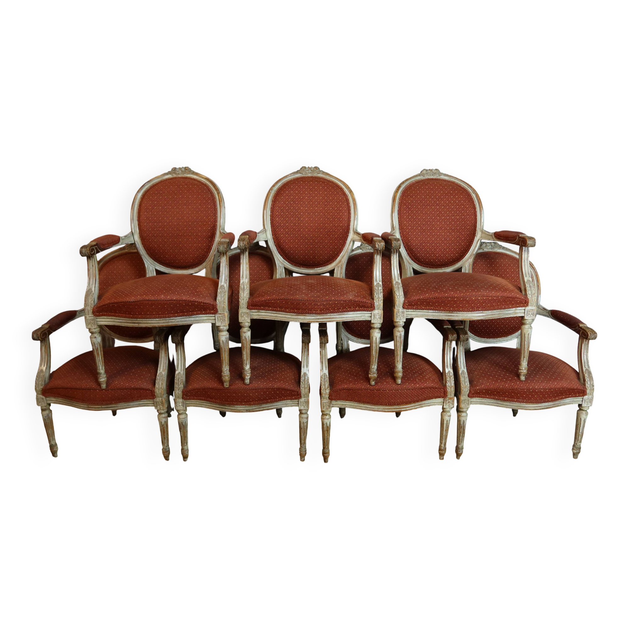Louis XVI armchairs set of seven