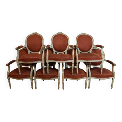 fauteuils Louis XVI série de sept
