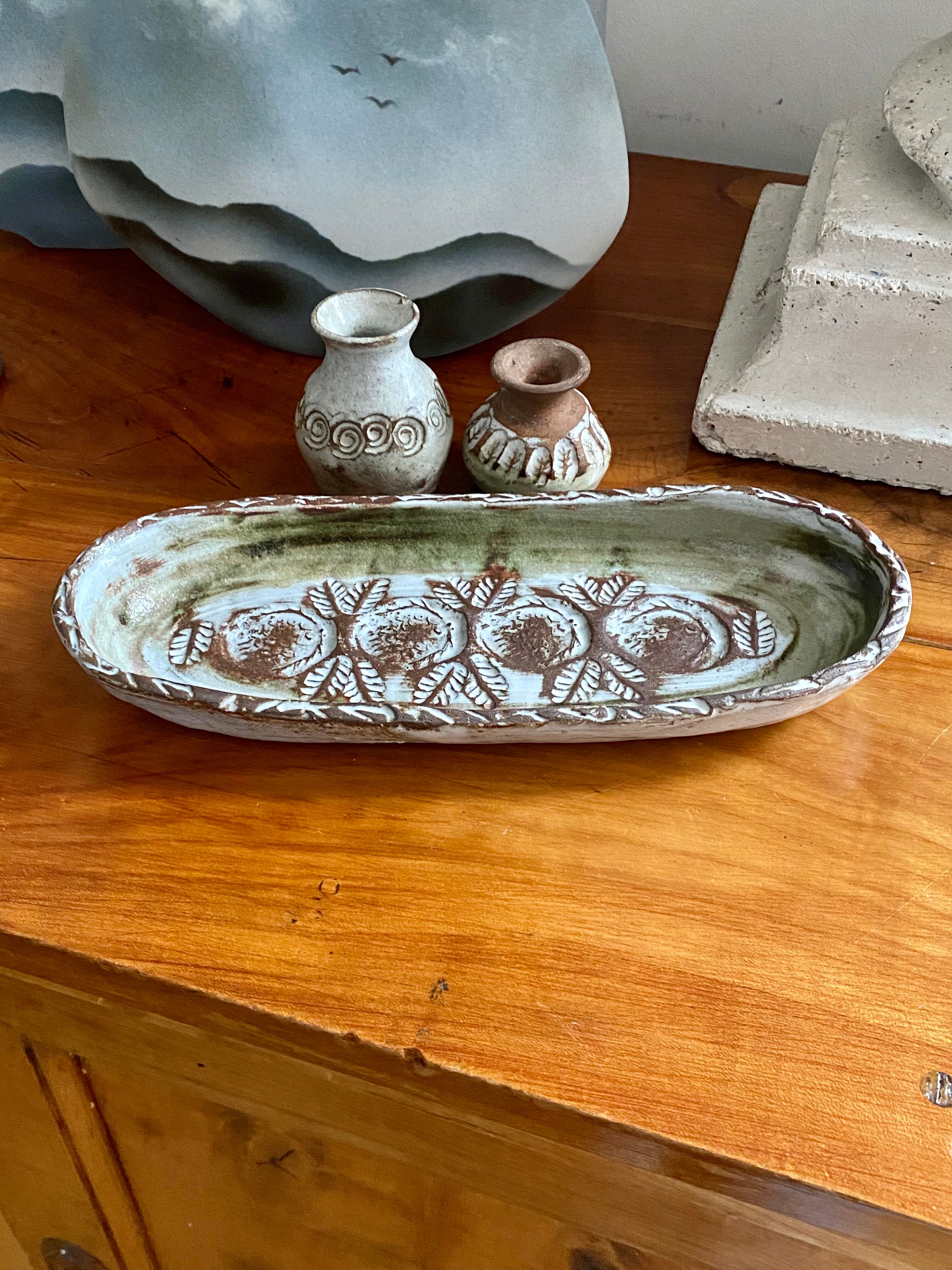 Flat cup and 2 mini ceramic vases Albert Thiry Vallauris