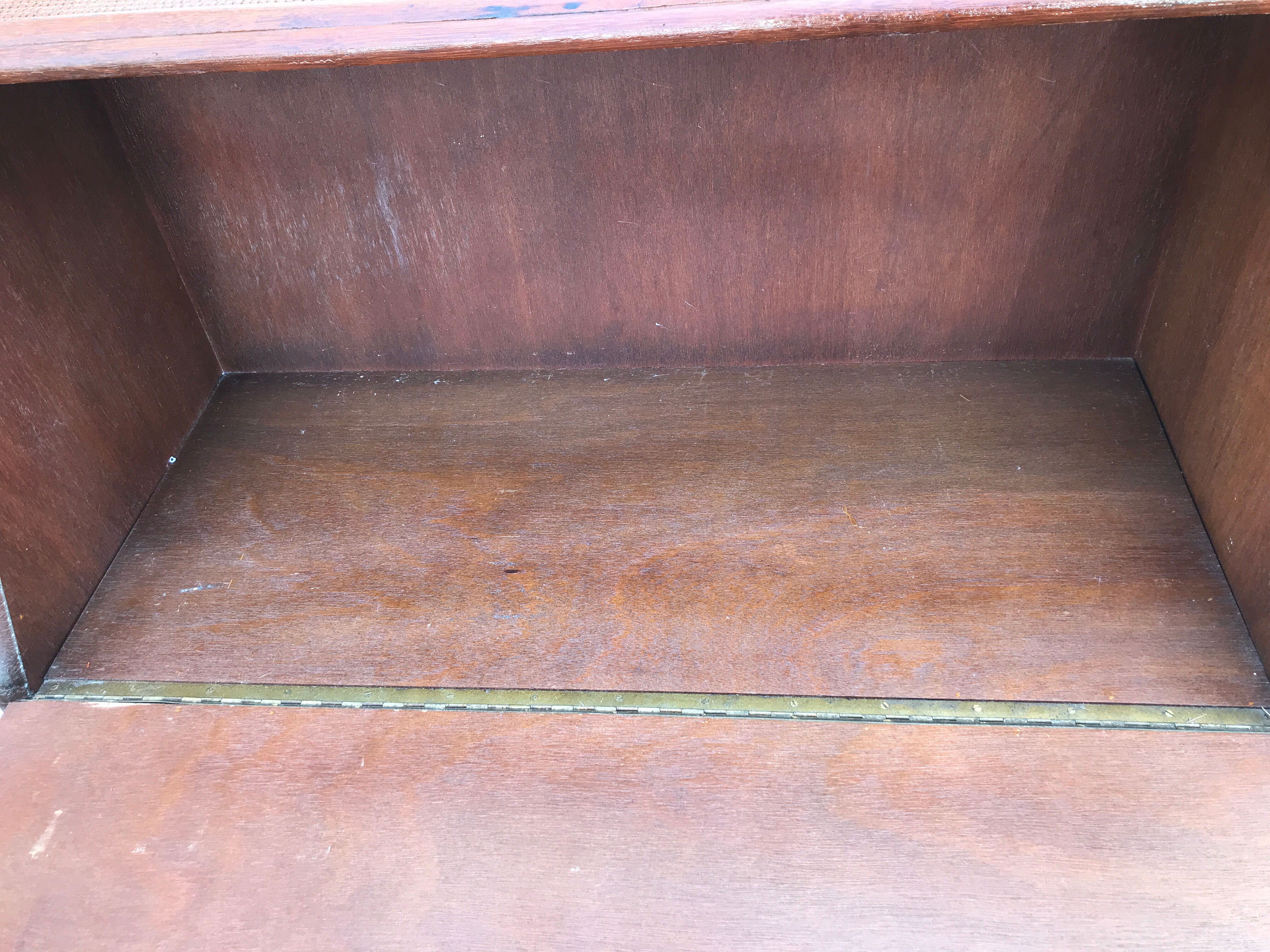 Vintage secretary and wicker rattan