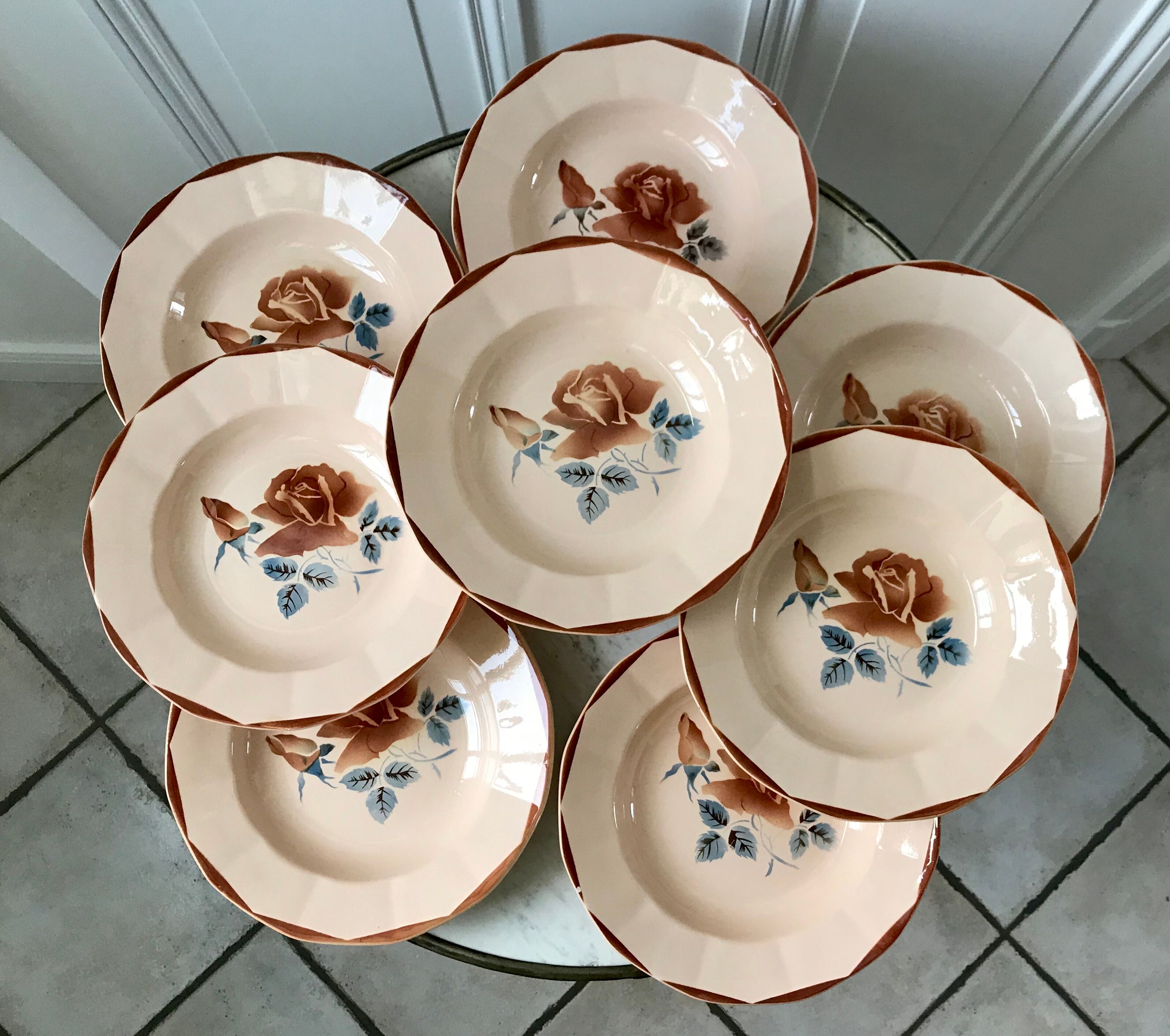 Set of 8 hollow plates Digoin Sarreguemines years 30-40