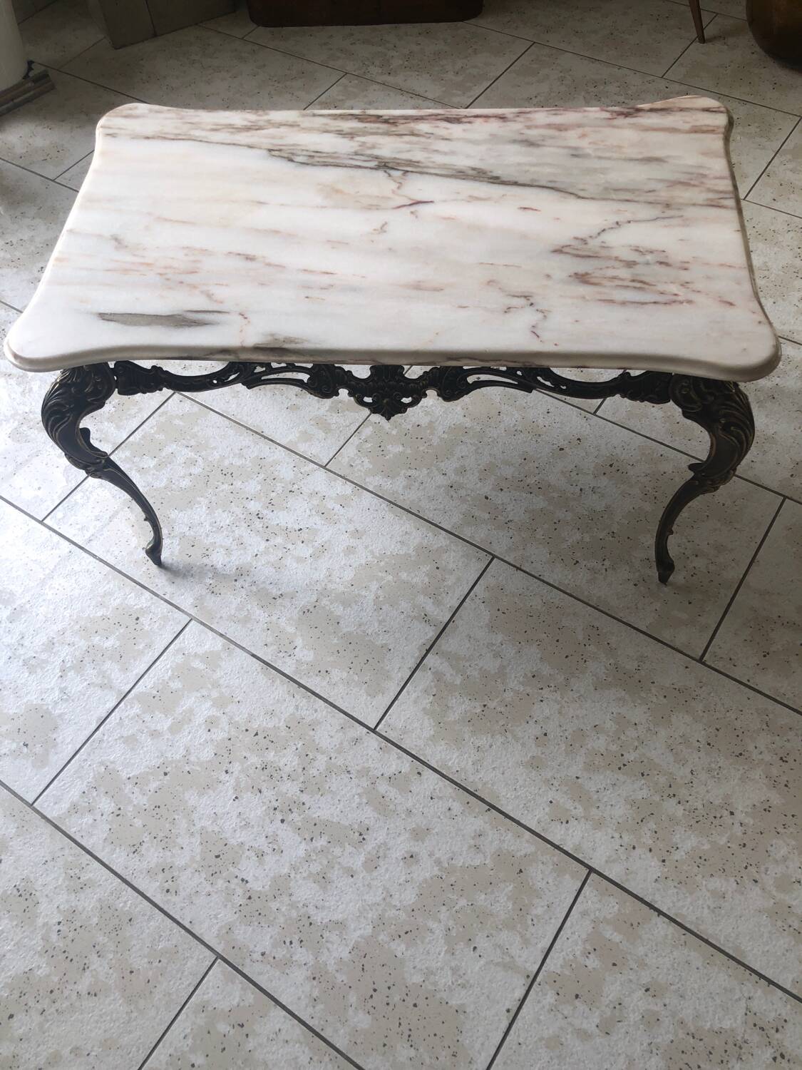Vintage marble and brass coffee table