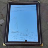 Wooden marine-style mirror 66 x86 cm