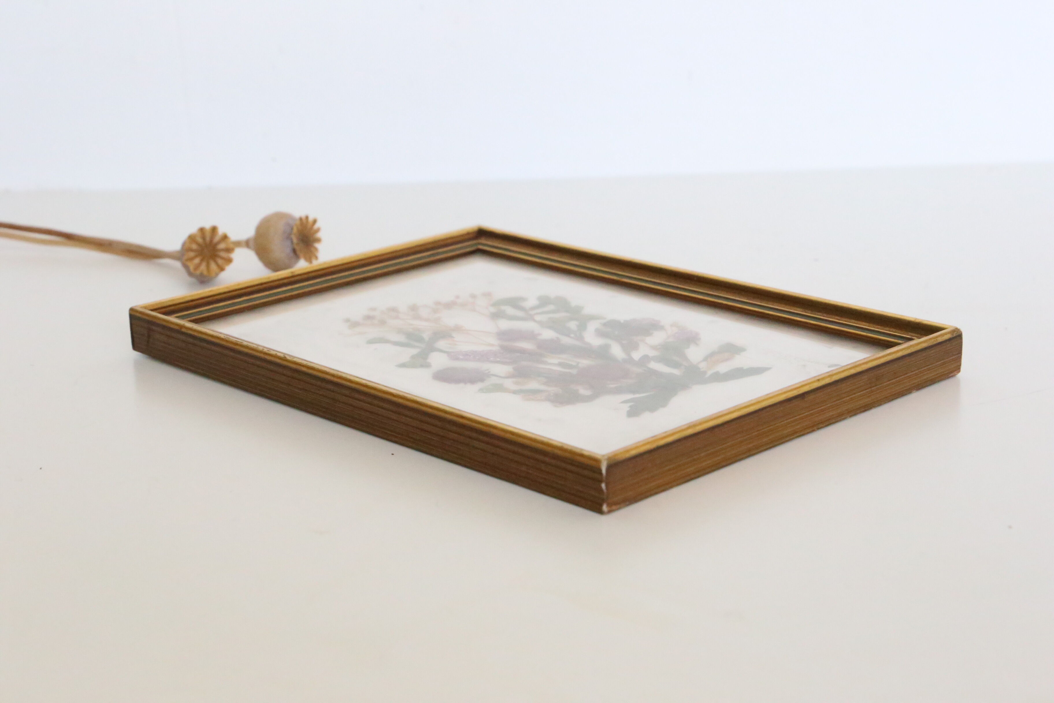 Table of dried flowers on beige, vintage, handicrafts