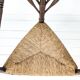 Chaise d’angle vintage antique à trois pieds en bois massif avec assise en
