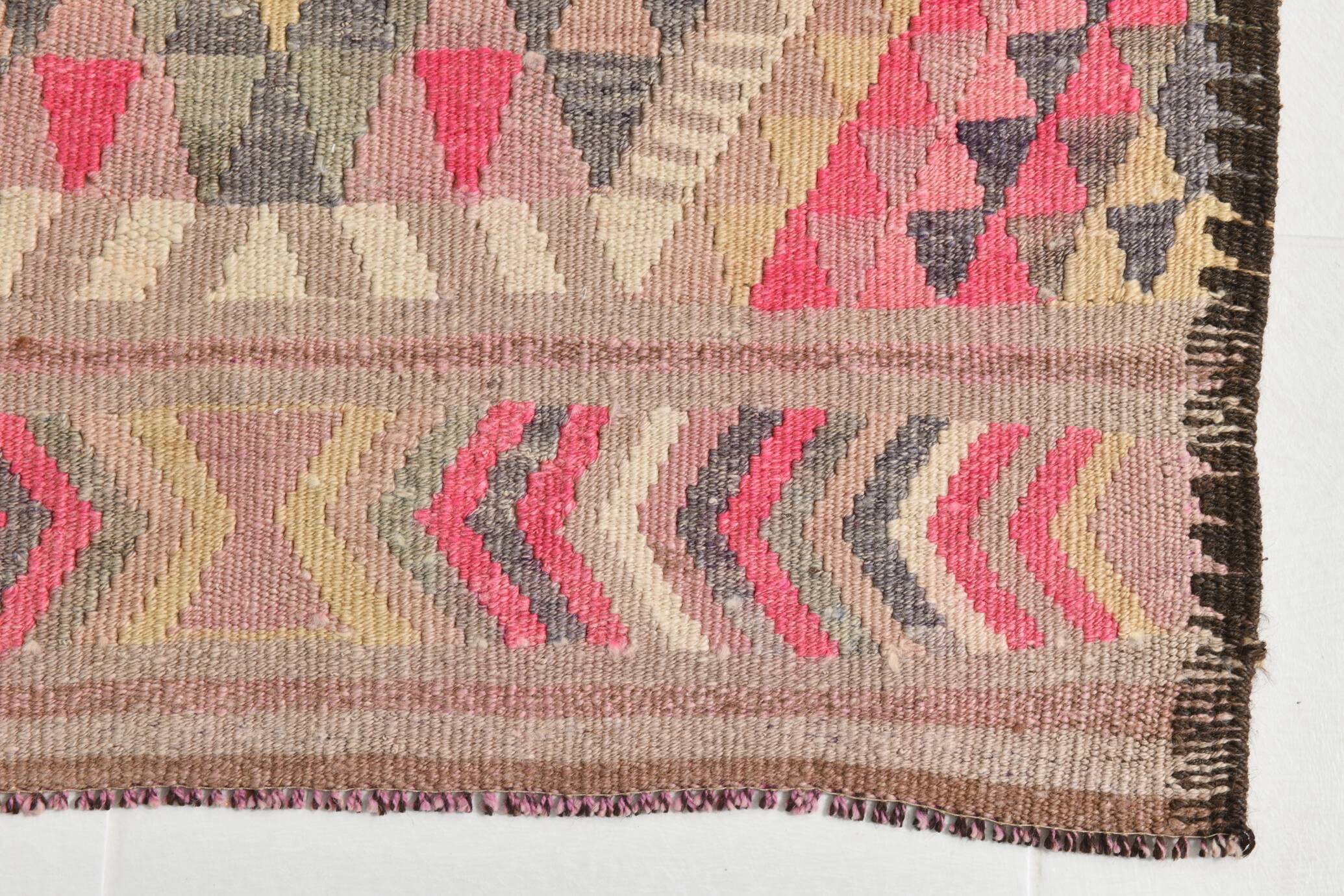 Pink & Navy Blue. Turkish Runner Rug, 90x350Cm