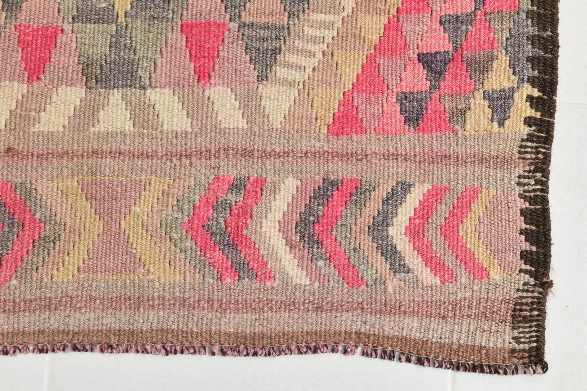 Pink & Navy Blue. Turkish Runner Rug, 90x350Cm