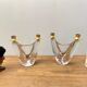 Pair of candlestick crystal Schneider France vintage 60s tbe