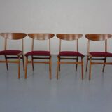 Mid-Century Walnut Dining Chairs, 1960s, Set of 4