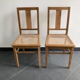 Paire de chaises cannées en chêne massif – rénovées