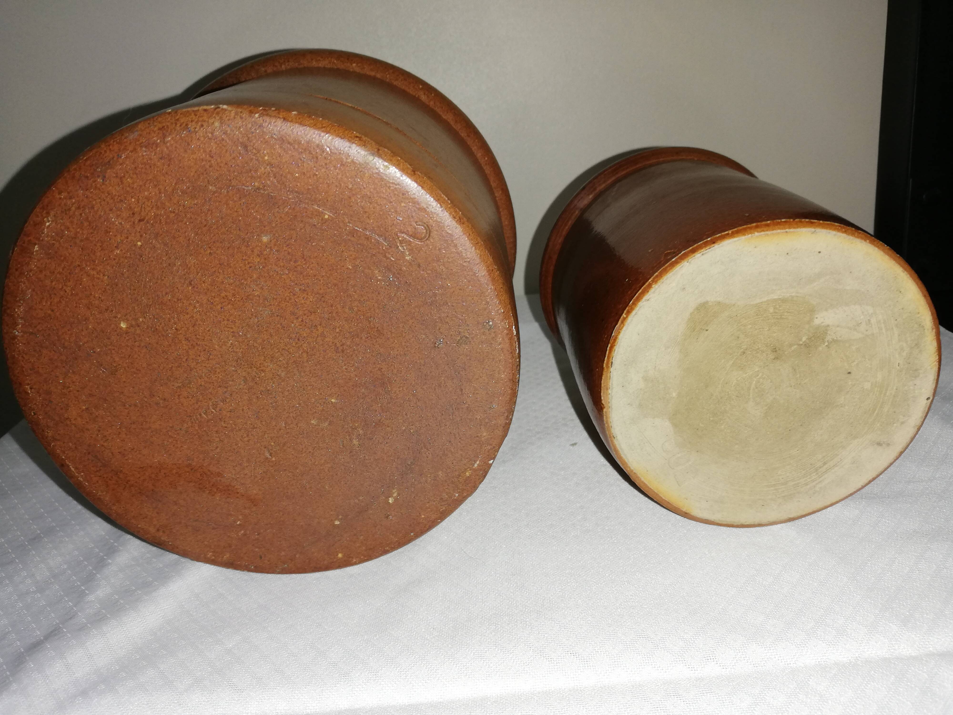 Duo of old stoneware pots