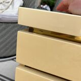 Vintage Bedside Table Jean-Claude Mahey - Beige Lacquer & Brass (Year)