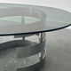 Table basse design en verre fumé et chrome 1970