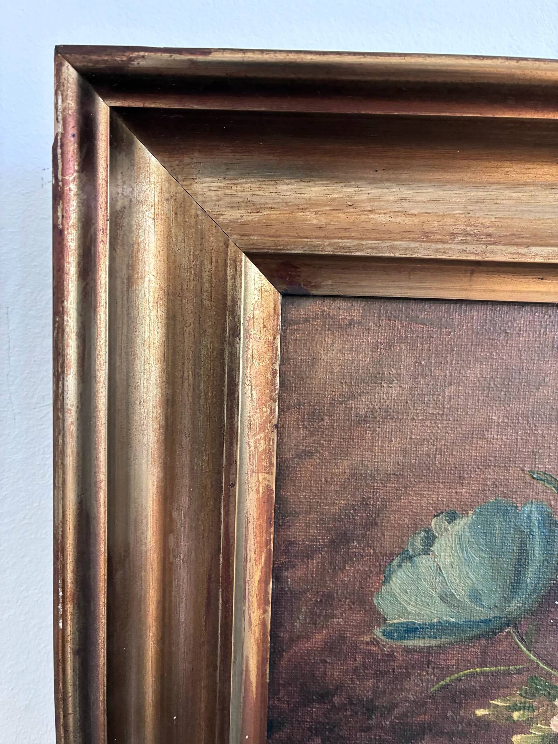 Vintage original floral oil painting, signed flower art