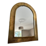 Brass half-moon mirror