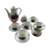 Coffee service keraluX boch Freres Belgium peasant scenes art deco