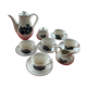 Coffee service keraluX boch Freres Belgium peasant scenes art deco