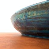 Large bowl in Rimini Blu pottery, mid-century by Aldo Londi for Bitossi.