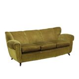 Vintage 3-seater velvet sofa, 1950s design, needs restoration, original