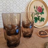 Set of 4 vintage 70s smoked glasses