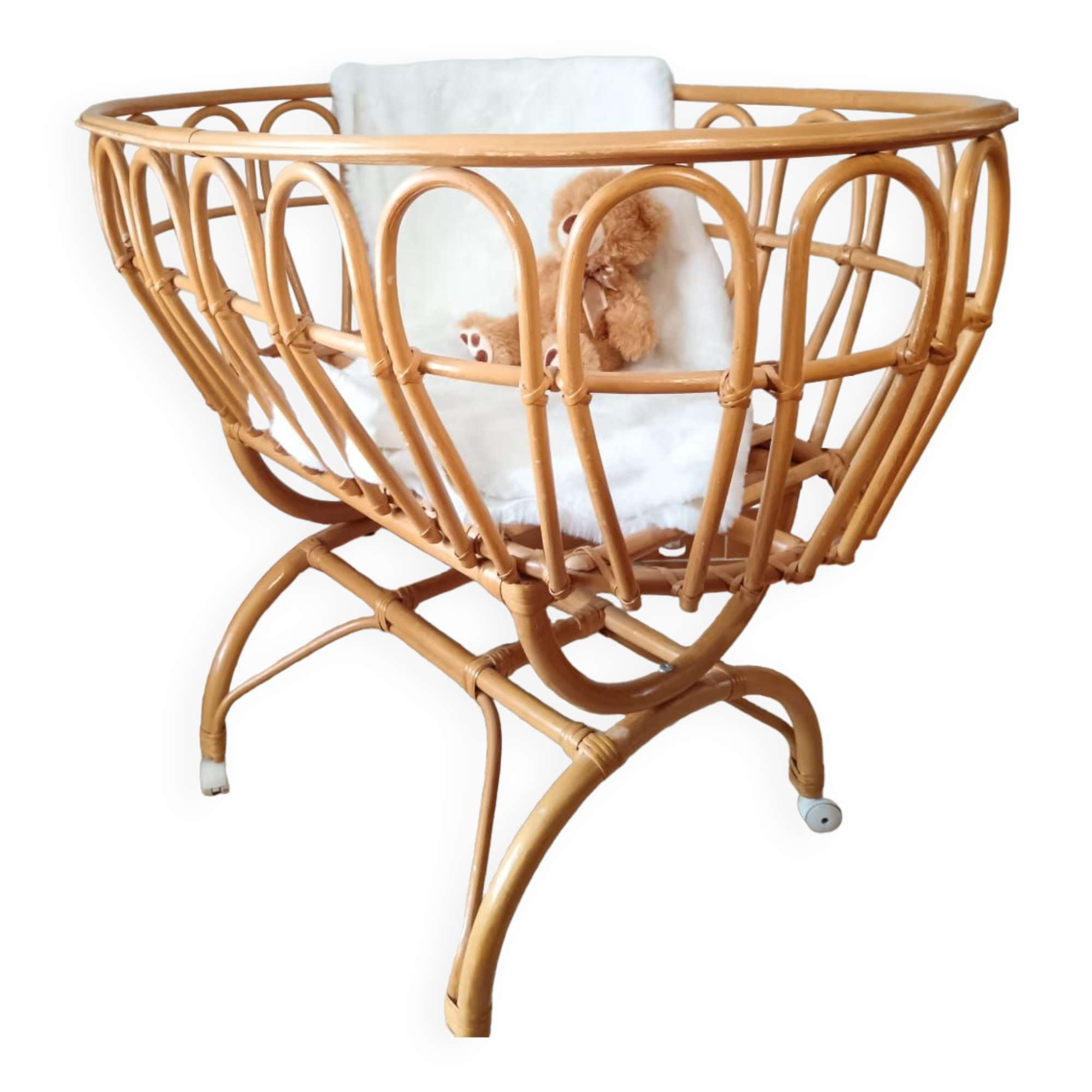 Rattan baby cradle