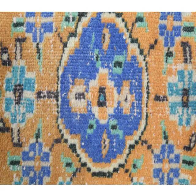 Vintage Turkish Oushak Handmade Wool Cotton Orange Runner Rug 78x313