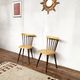 Pair of Baumann bistrot troquet chairs in yellow and brown wood
