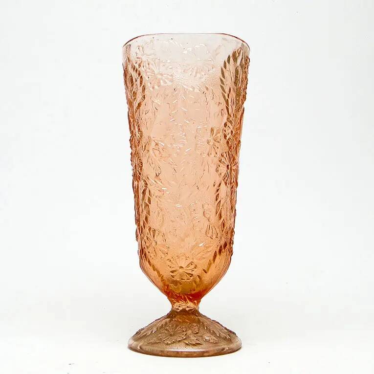 Retro vase, rose glass, Ząbkowice, Poland, 1970s