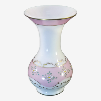 Pansu vase in opaline decoration of enamelled flowers NAPOLEON 3