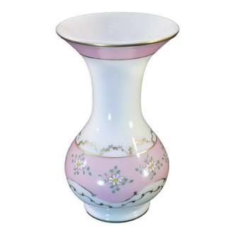 Pansu vase in opaline decoration of enamelled flowers NAPOLEON 3