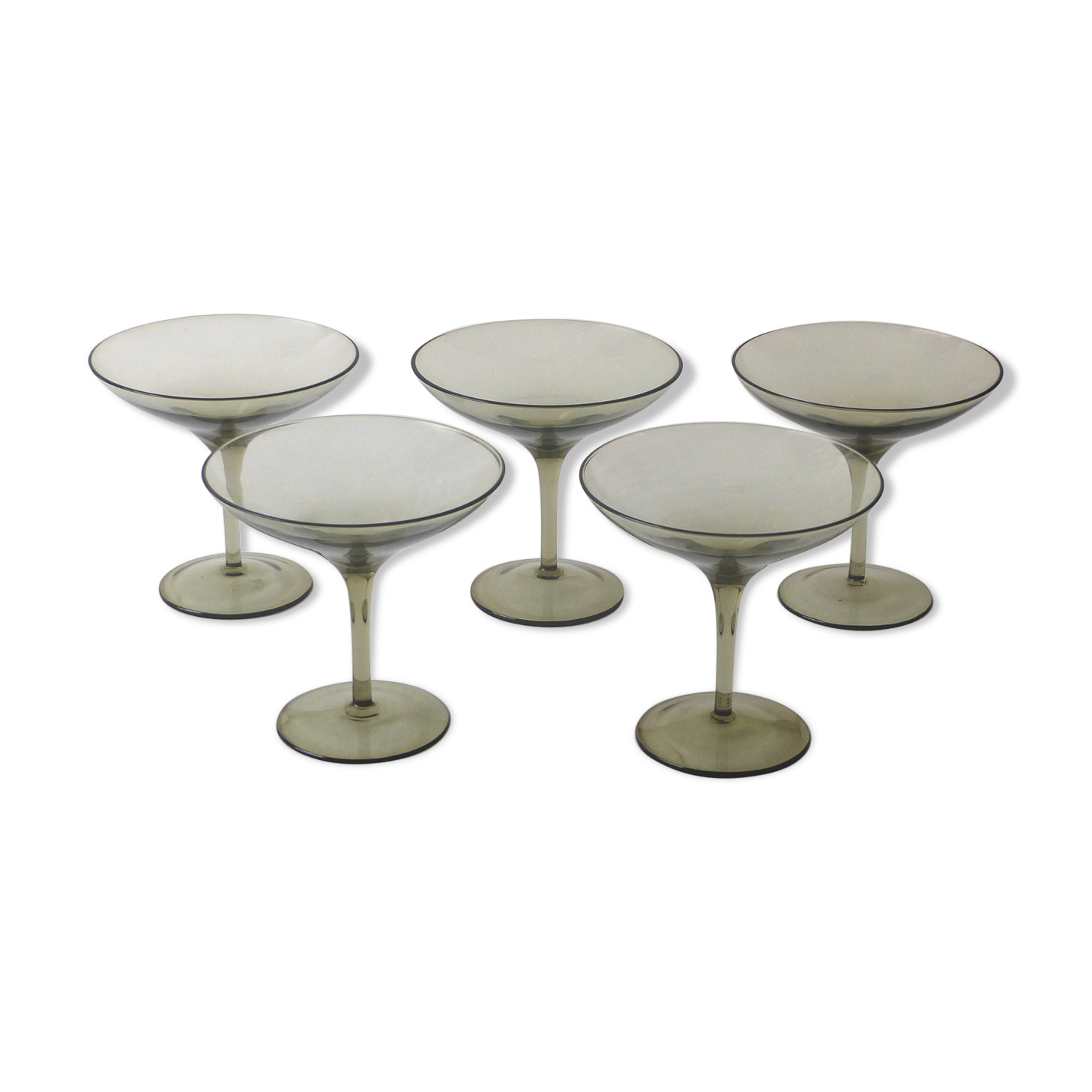 Set of 5 smoked glass cups