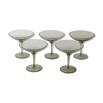 Set de 5 coupes en verre fumé