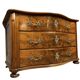 Curved chest of drawers from the Louis XIV - Louis XV period in burr walnut and gilded bronze
