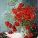 Table "Bouquet of Poppies" HST Flowers signed Monier