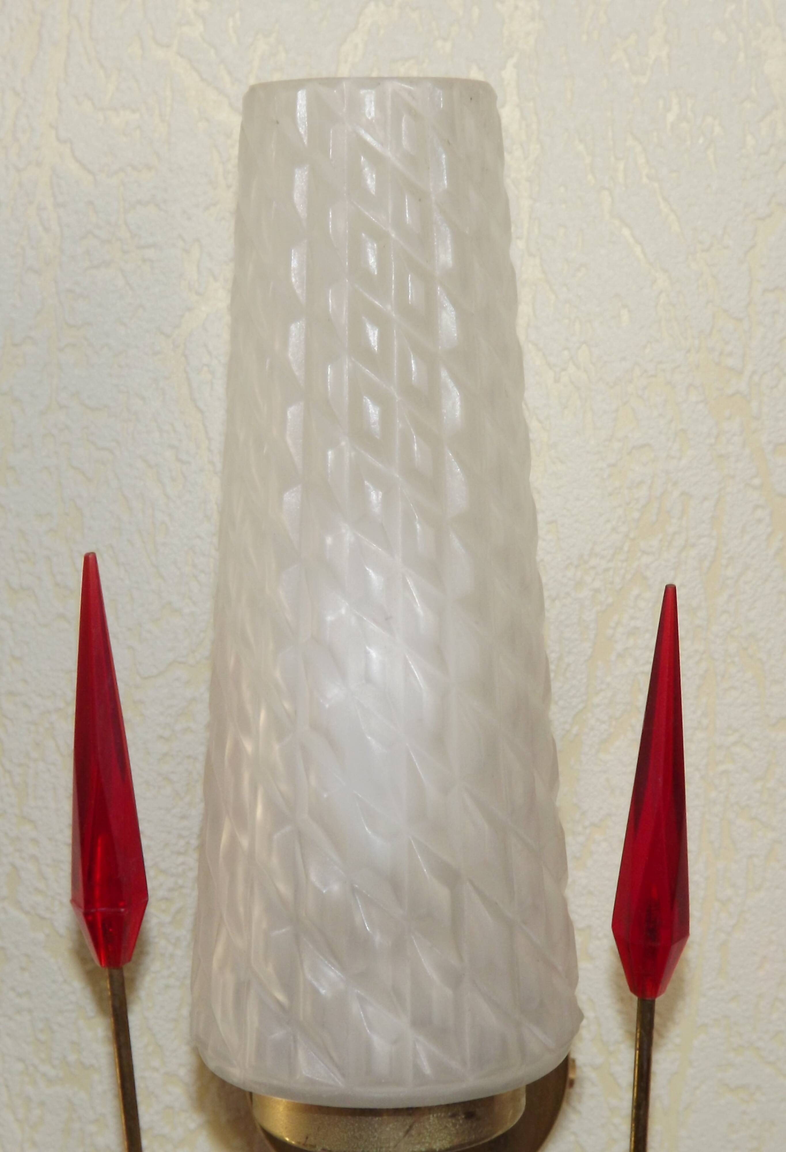 Simple Vintage Retro 1960s Gold Metal White Glass Shade 5