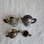 Art Deco tea and coffee service in silver-plated metal and Bakelite, 1930s