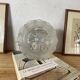 Wall-mounted ceiling light with transparent and amber glass, vintage luminaire.