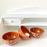 Vintage terracotta bowls decorated flowers