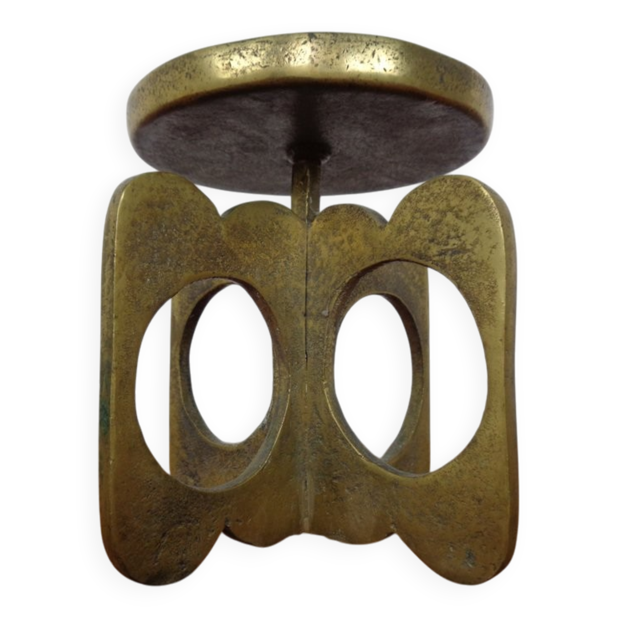 Brutalist Bronze Candle Holder, 1960s